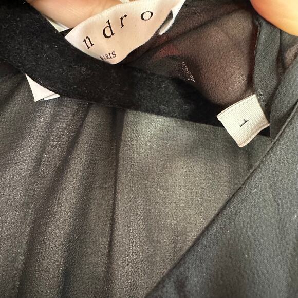 Sandro Kyra Crepe Dress in Black Size 1 US Small Lace Career Chic - Picture 5 of 13